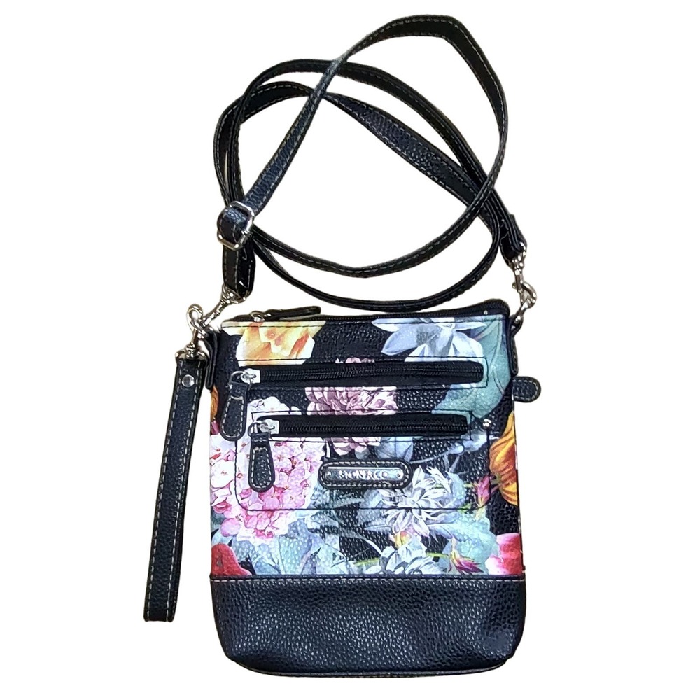 Stone & Co Black & Floral Small Crossbody Purse